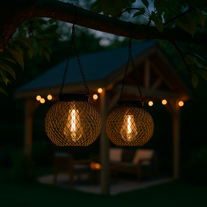 Outdoor metal mesh lanterns – hanging decorative garden light
