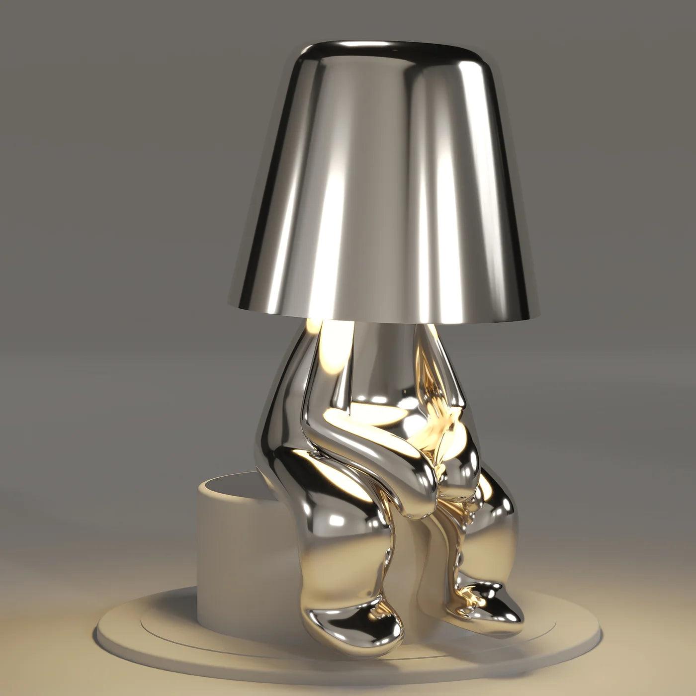 Thinker Brothers Table Lamp featuring a unique chrome design, blending charm and modern Italian elegance in any space.