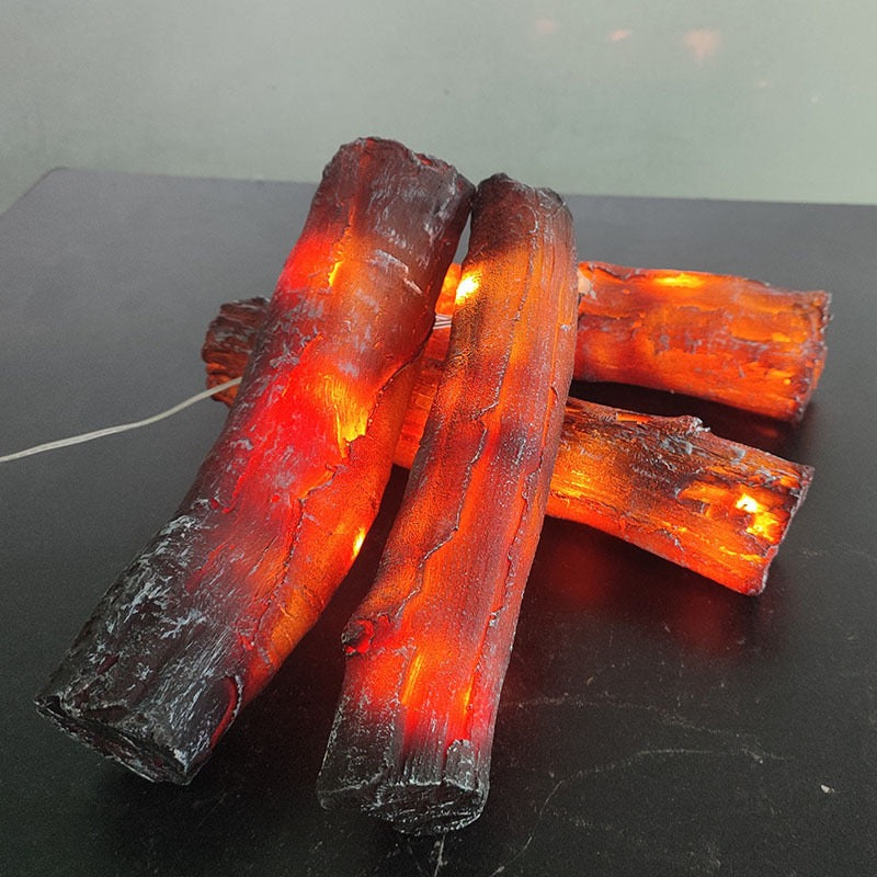 🔥 Realistic Resin Fireplace Logs - Cozy Plug-in Decor Set