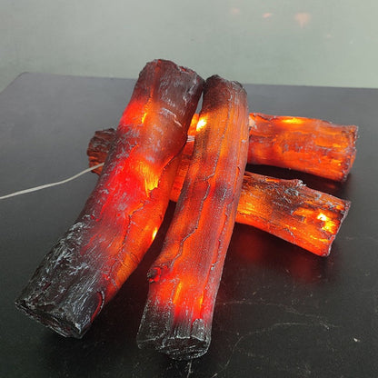 🔥 Realistic Resin Fireplace Logs - Cozy Plug-in Decor Set