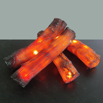 🔥 Realistic Resin Fireplace Logs - Cozy Plug-in Decor Set