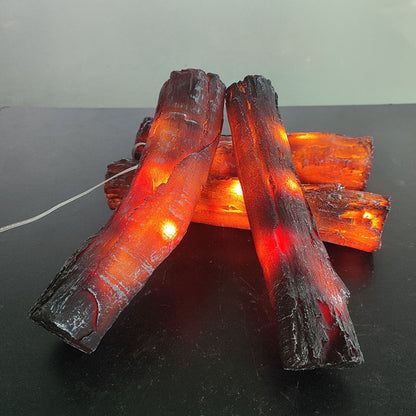 🔥 Realistic Resin Fireplace Logs - Cozy Plug-in Decor Set