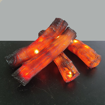 🔥 Realistic Resin Fireplace Logs - Cozy Plug-in Decor Set