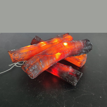 🔥 Realistic Resin Fireplace Logs - Cozy Plug-in Decor Set