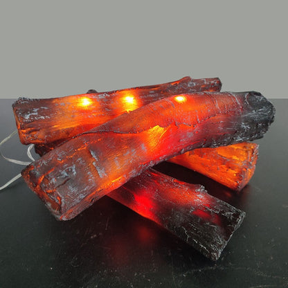 🔥 Realistic Resin Fireplace Logs - Cozy Plug-in Decor Set