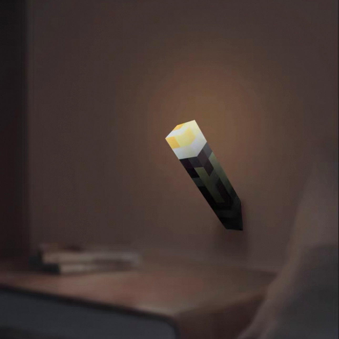 Minecraft Torch Night Light – Rechargeable Pixel Desk Lamp
