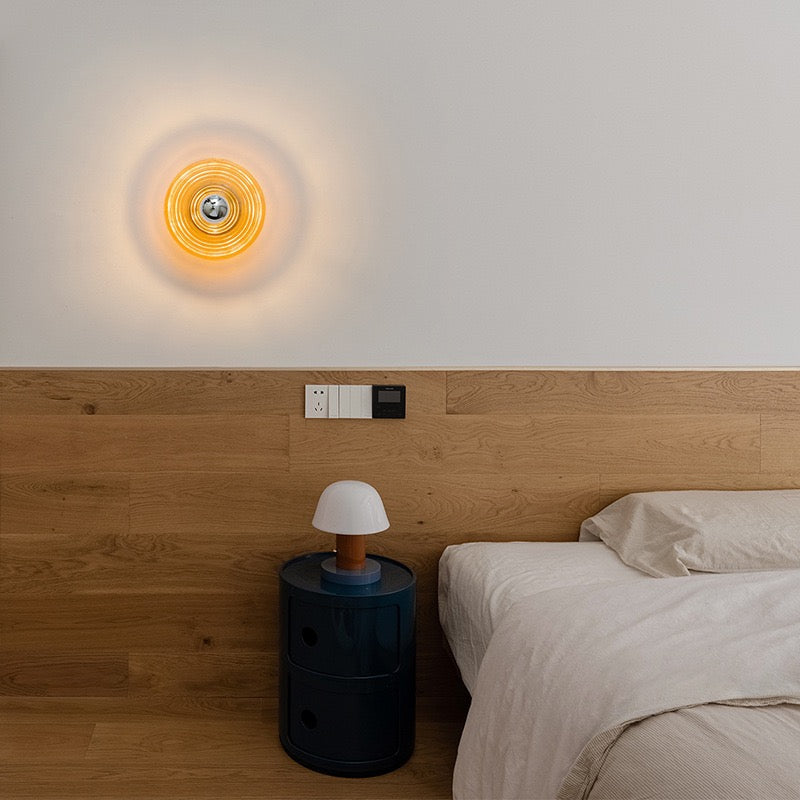 Vintage Ripple Glass Wall Lamp - Modern LED 20cm for Corridor