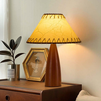 Wabi-Sabi Wooden Table Lamp – 40cm Bedside Ambient Light | Japandi Rustic Lamp | Lumiosa