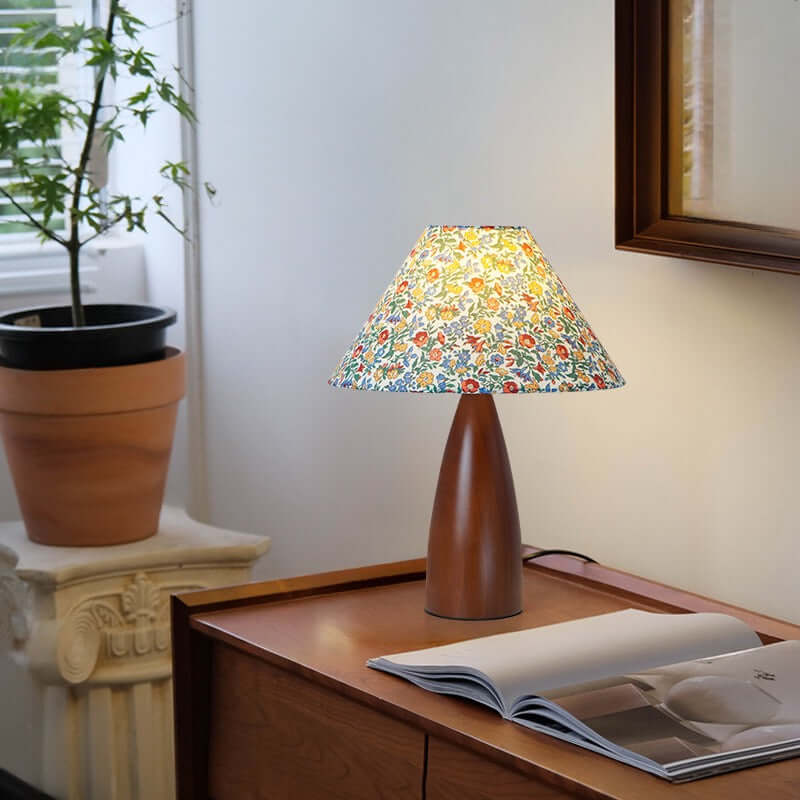 Wabi-Sabi Wooden Table Lamp – 40cm Bedside Ambient Light | Japandi Rustic Lamp | Lumiosa