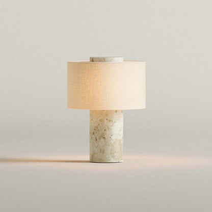 Luxury Marble Rechargeable Table Lamp with Fabric Shade | Lumiosa