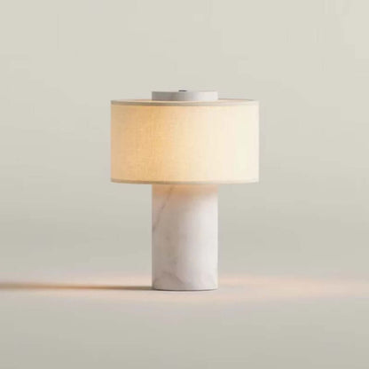 Luxury Marble Rechargeable Table Lamp with Fabric Shade | Lumiosa