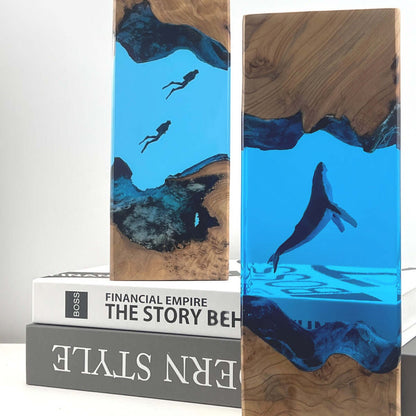 Whale Cave Resin Lamp – Ocean Art Wooden Night Light Decor