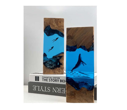 Whale Cave Resin Lamp – Ocean Art Wooden Night Light Decor