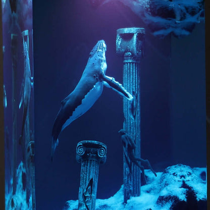 Ocean Diver Resin Lamp – Wooden Whale & Manta Ray Night Light