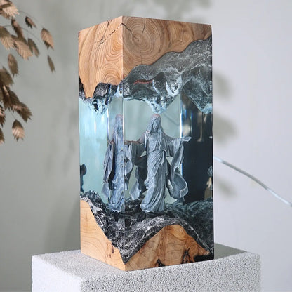 Jesus Resin Art Lamp – Wooden Night Light Home Blessing