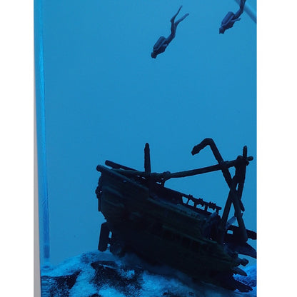 Ocean Cave Diver Resin Lamp – Wooden Art Sculpture Light