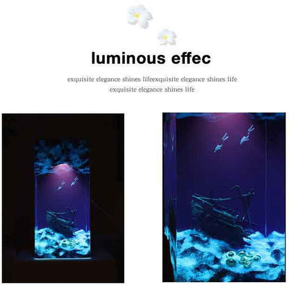 Ocean Cave Diver Resin Lamp – Wooden Art Sculpture Light