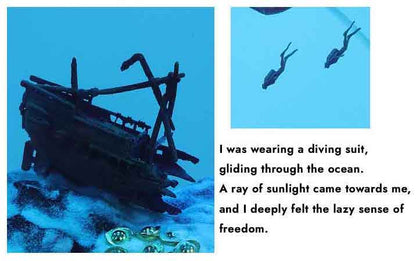 Ocean Cave Diver Resin Lamp – Wooden Art Sculpture Light