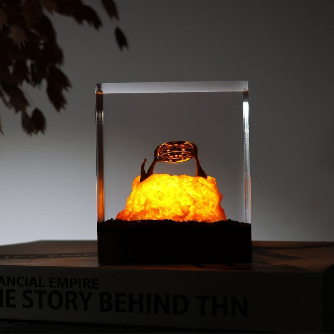 Lord of the Rings Resin Ring Lamp – Wooden Hobbit Night Light