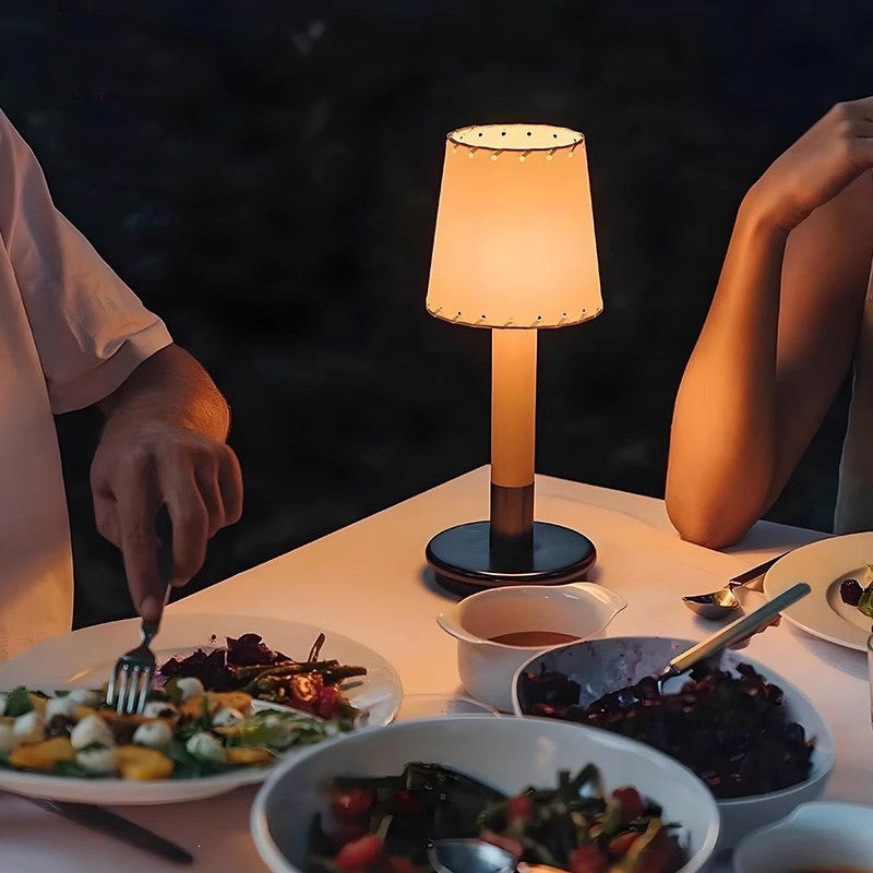 Rechargeable table lamp on dining table