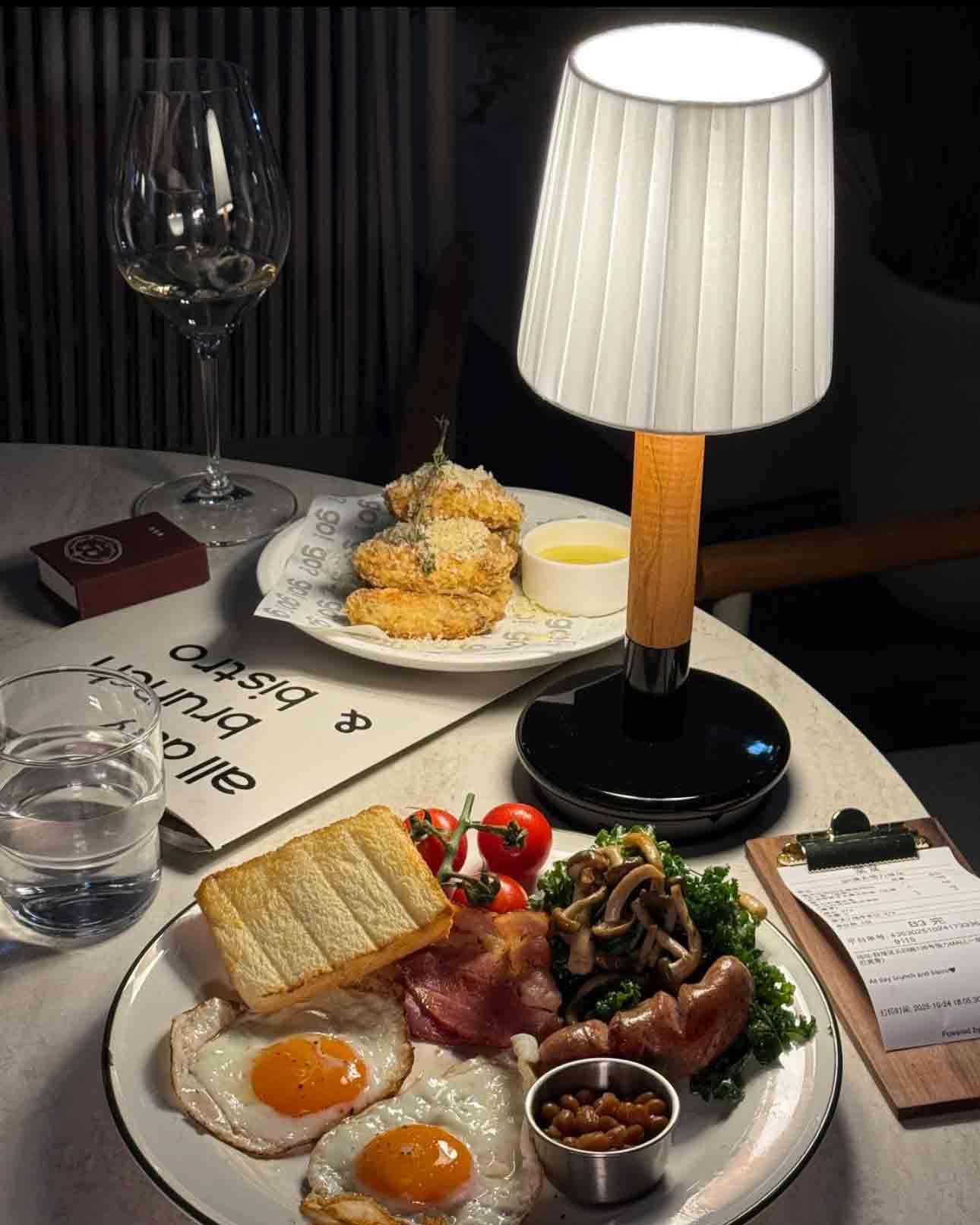 Modern cordless table lamp in living room