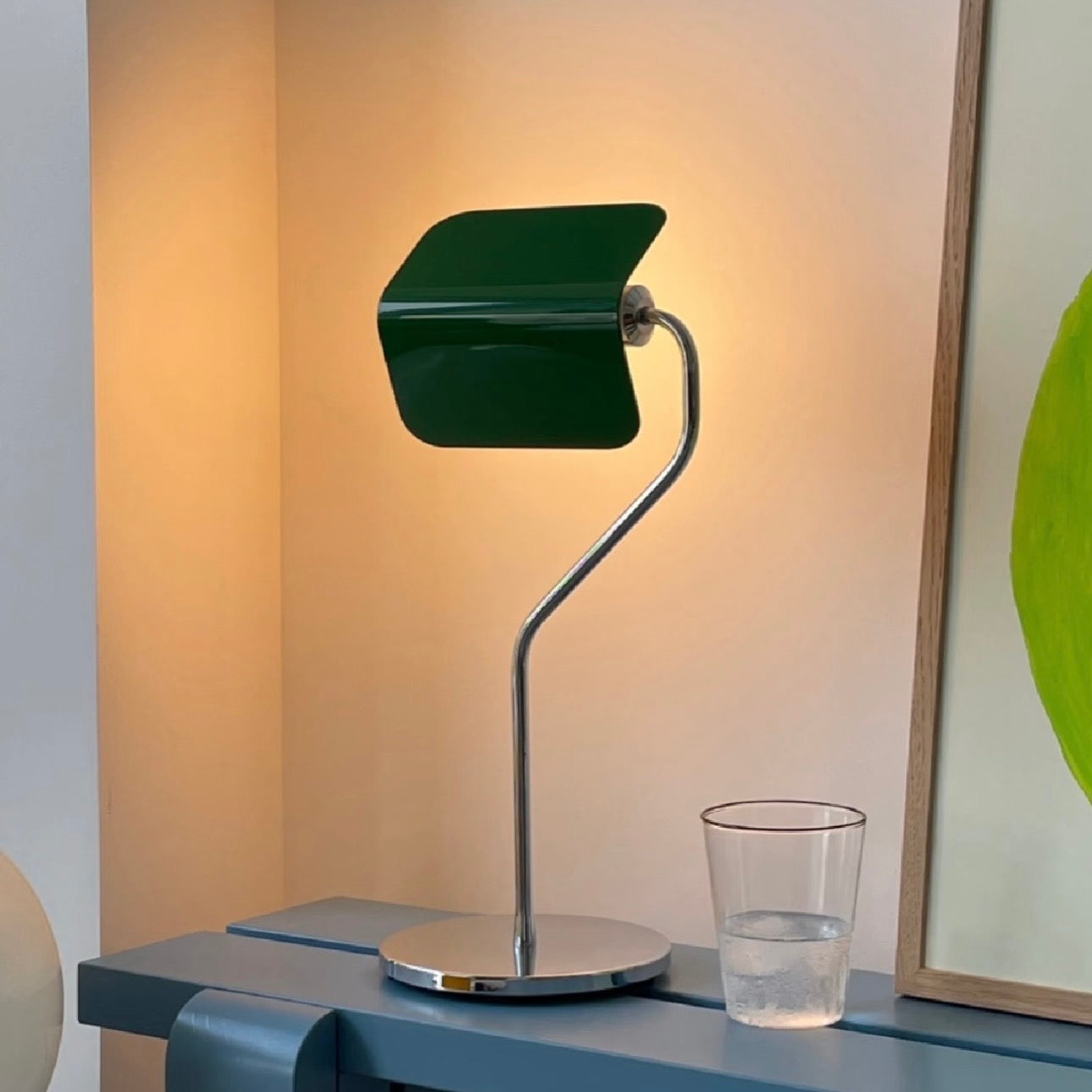 Retro Bauhaus desk lamp with warm ambient lighting