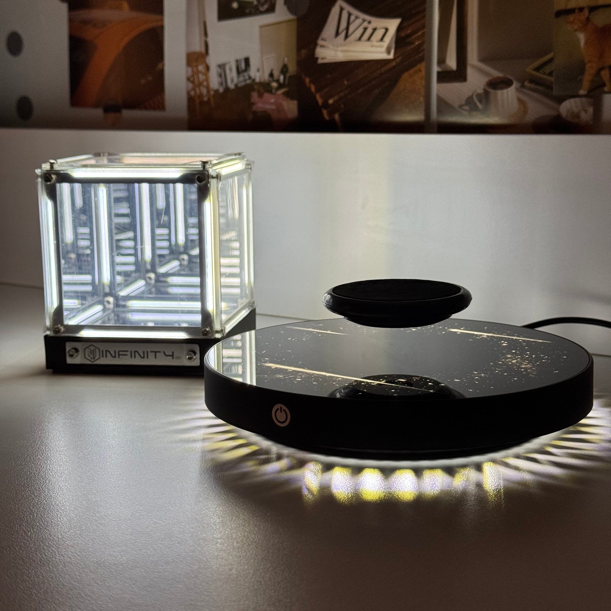 RGB dimmable futuristic desk lamp with infinite reflection technology