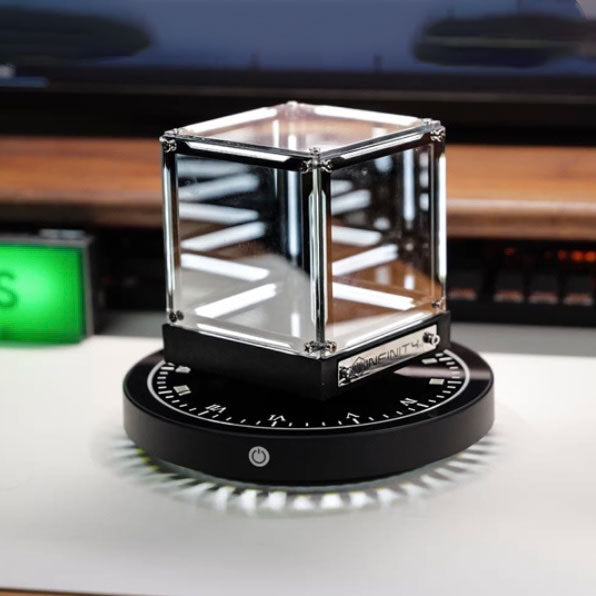 RGB dimmable futuristic desk lamp with infinite reflection technology