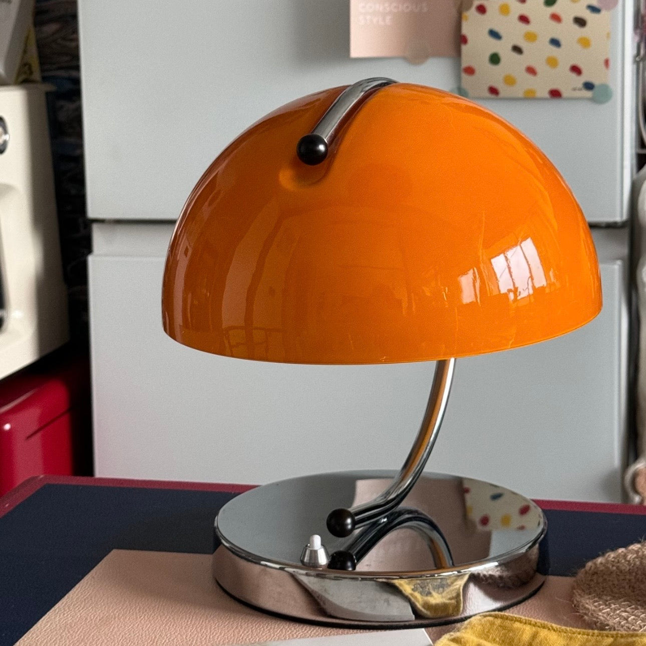 Vintage Bauhaus Pudding Table Lamp – Handmade Glass, Soft Glow