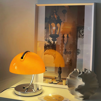 Vintage Bauhaus Pudding Table Lamp – Handmade Glass, Soft Glow