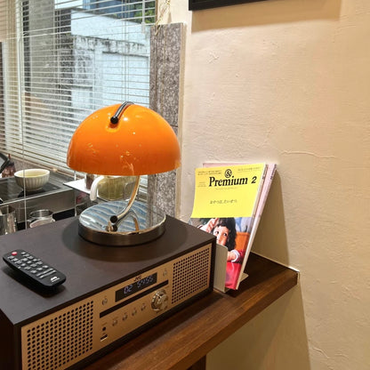 Vintage Bauhaus Pudding Table Lamp – Handmade Glass, Soft Glow