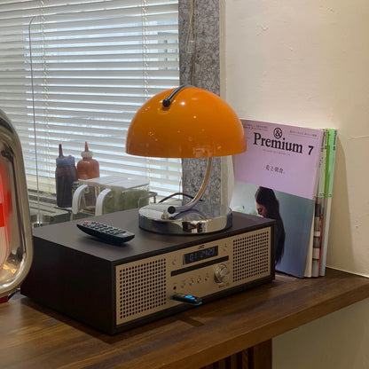 Vintage Bauhaus Pudding Table Lamp – Handmade Glass, Soft Glow