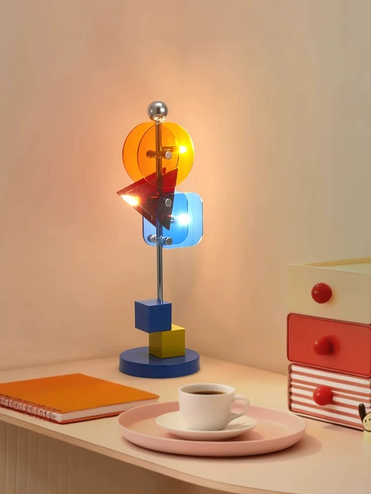 Memphis Style Designer Table Lamp - Modern Creative Bedside Light for Bedroom & Study | Eye-Caring LED Decor Lamp