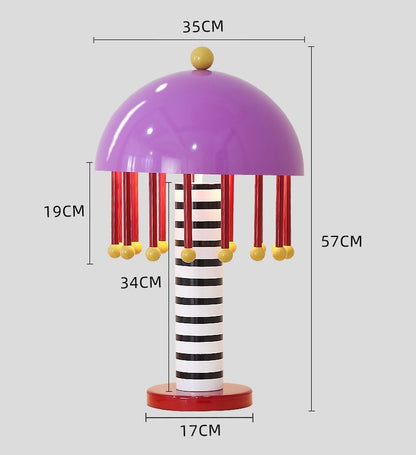 Memphis Style Italian Designer Table Lamp - Colorful Boho Night Light for Kids Room & Nursery | Artistic Iron Bedside Lamp