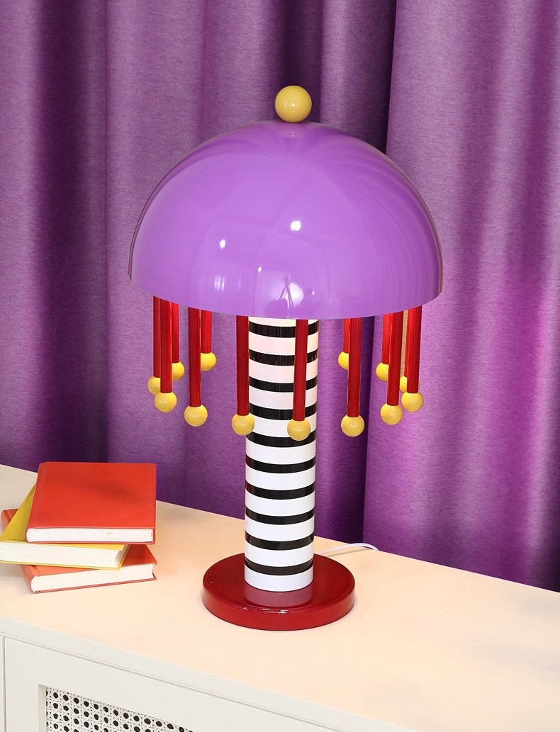 Memphis Style Italian Designer Table Lamp - Colorful Boho Night Light for Kids Room & Nursery | Artistic Iron Bedside Lamp