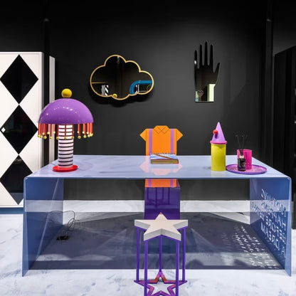 Memphis Style Italian Designer Table Lamp - Colorful Boho Night Light for Kids Room & Nursery | Artistic Iron Bedside Lamp