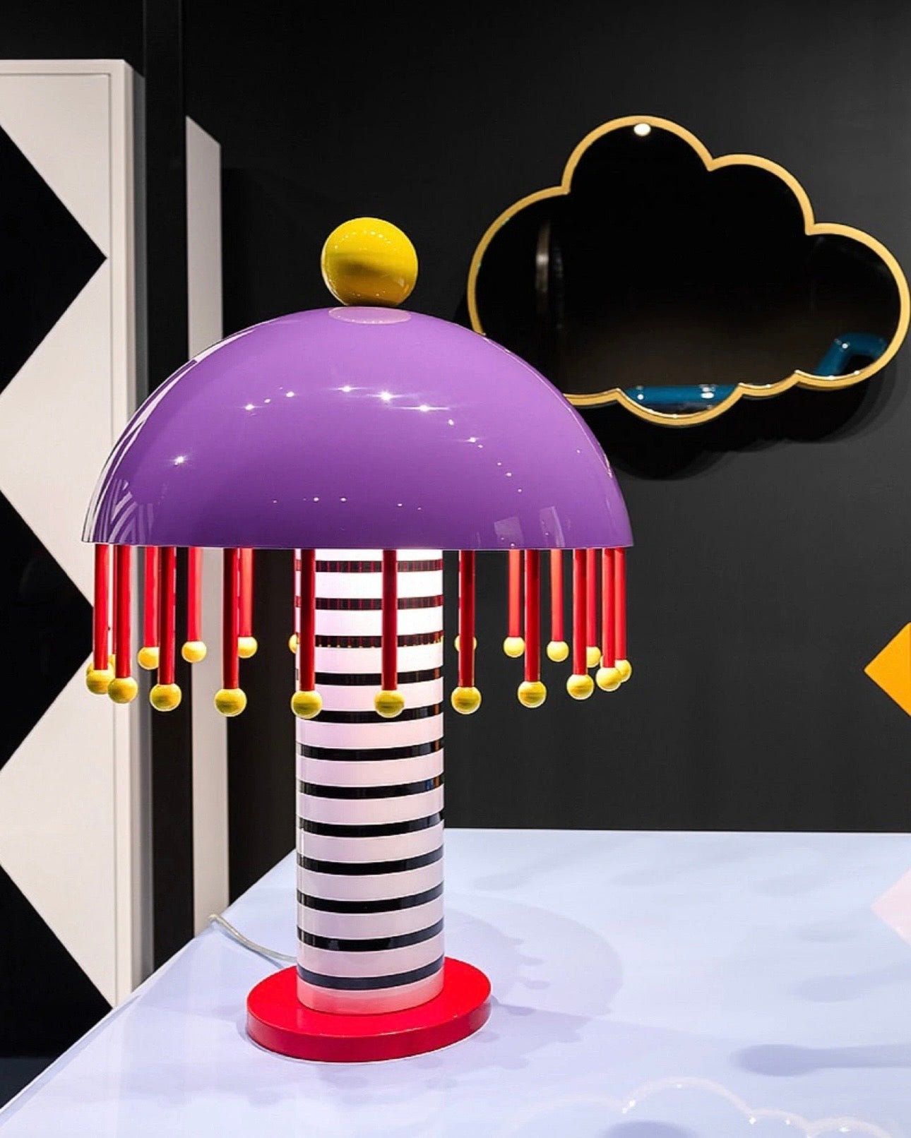 Memphis Style Italian Designer Table Lamp - Colorful Boho Night Light for Kids Room & Nursery | Artistic Iron Bedside Lamp