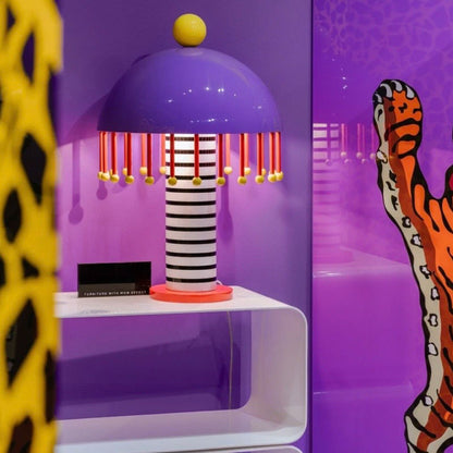 Memphis Style Italian Designer Table Lamp - Colorful Boho Night Light for Kids Room & Nursery | Artistic Iron Bedside Lamp