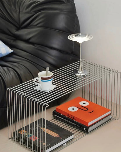 Modern UFO Cordless Touch Table Lamp - Chrome Metal Rechargeable Night Light, 3 Color Modes & Stepless Dimming for Bedroom, Bar, and Office