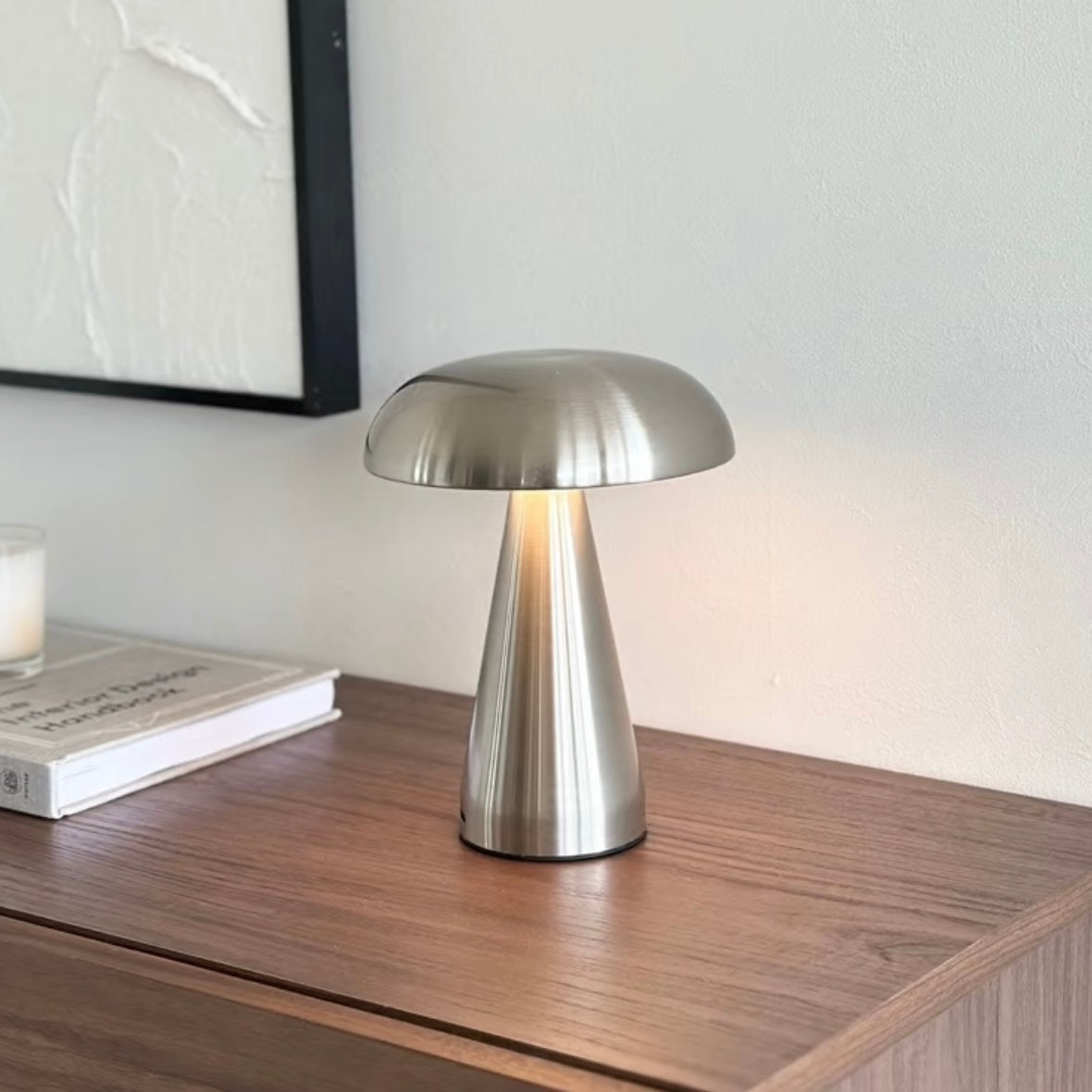 Portable rechargeable mushroom lamp for office or home