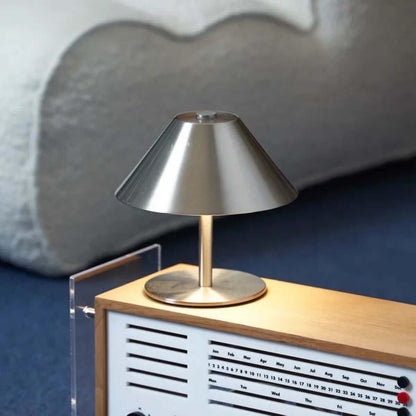 Compact umbrella-shaped metal table lamp