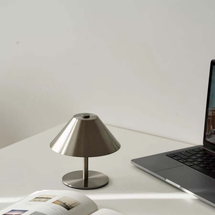 USB-C rechargeable umbrella metal table lamp