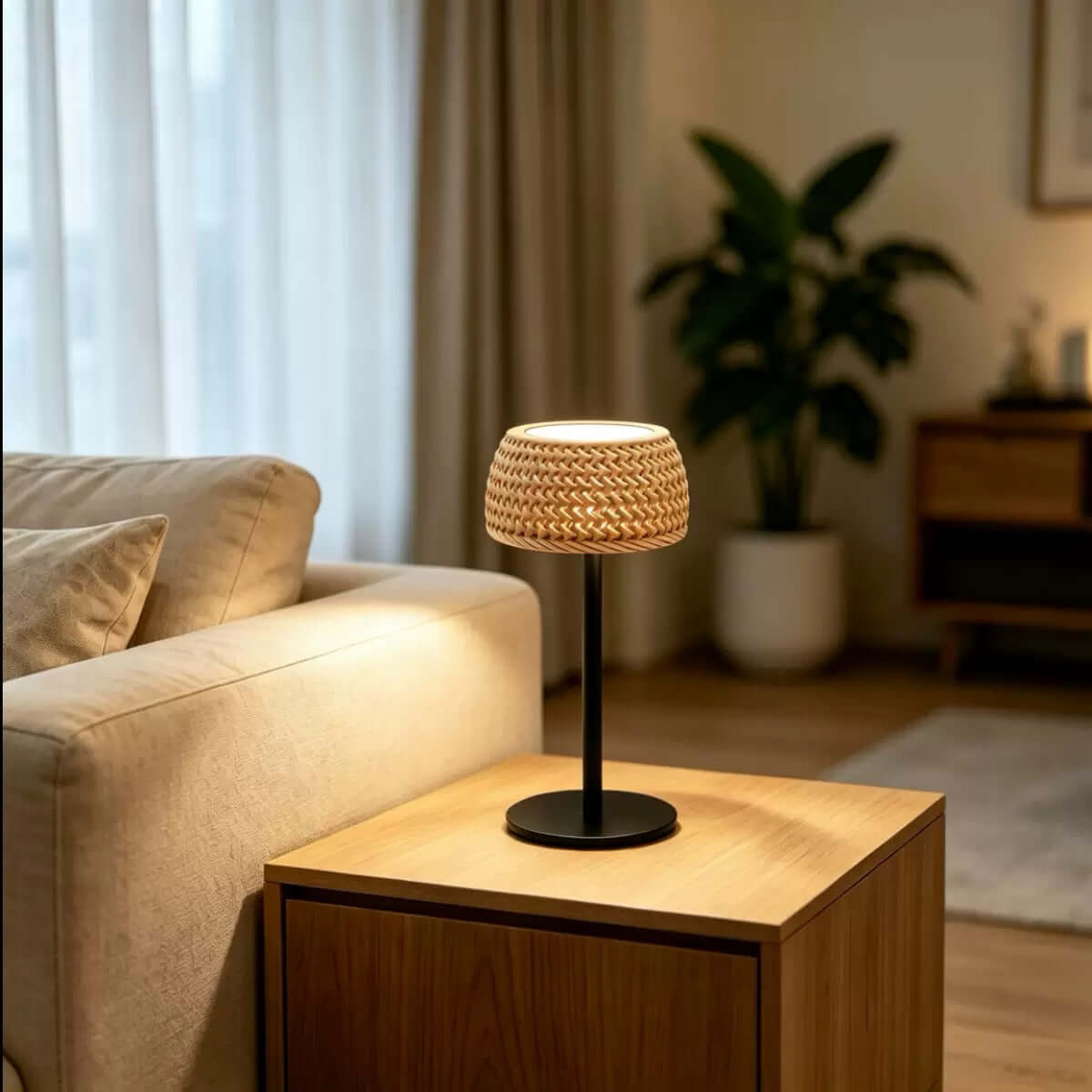 Sculptural Cordless Dining Table Lamp – Solar & USB-C Charging