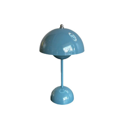 Blue touch control LED table lamp with a rounded shade and sleek design, perfect for any home decor.