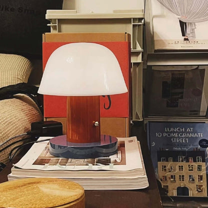 compact rechargeable mushroom lamp for camping and indoor use