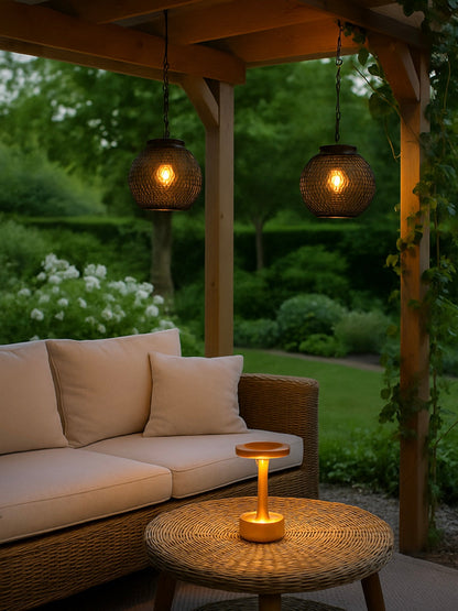 Outdoor metal mesh lanterns – hanging decorative garden light