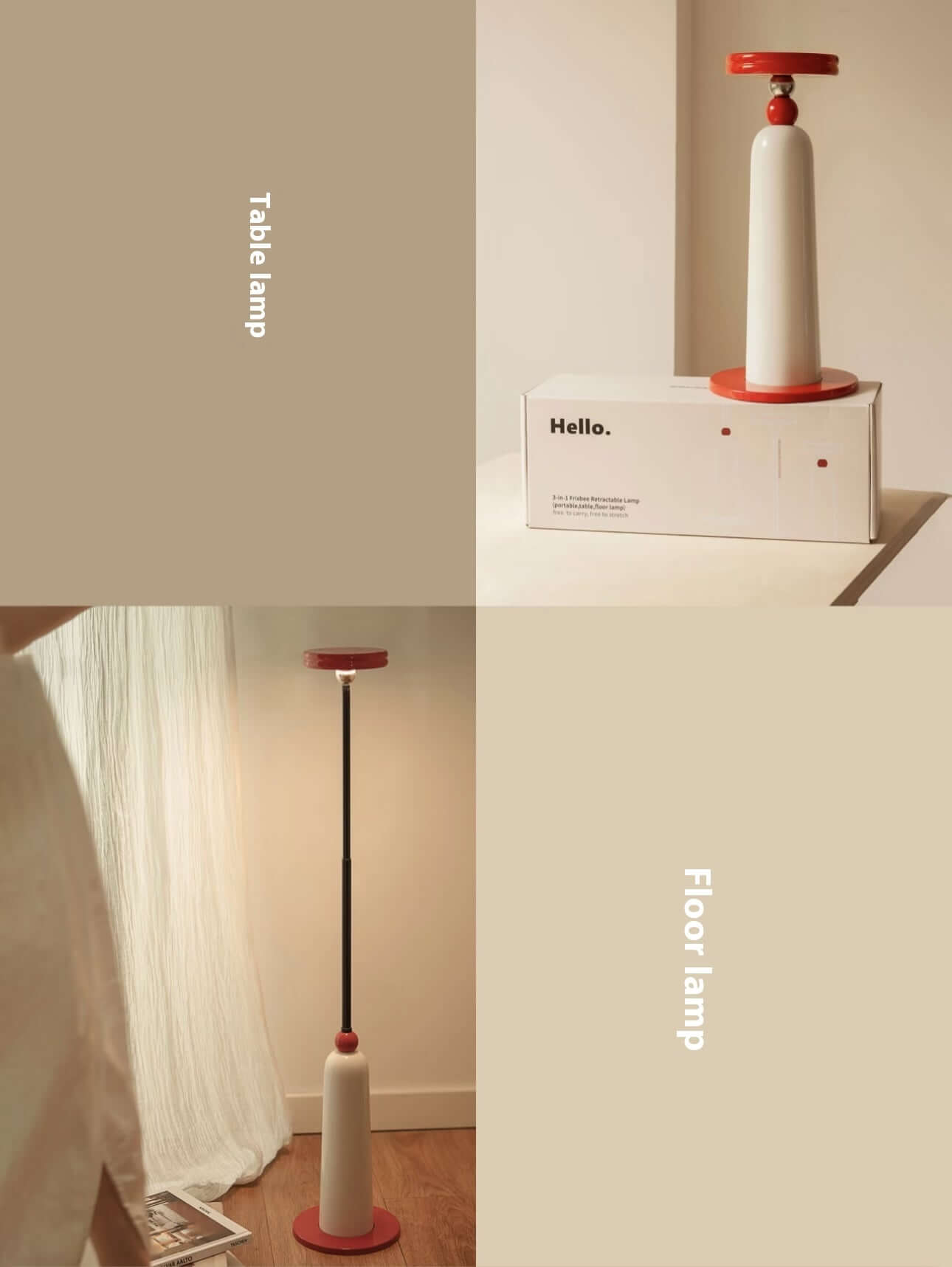 Floor lamp and table lamp combo with 3 light modes