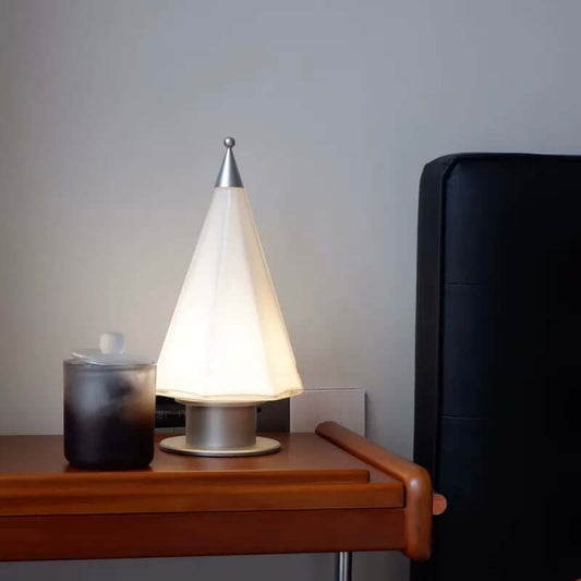 handcrafted cedar touch lamp with warm LED glow