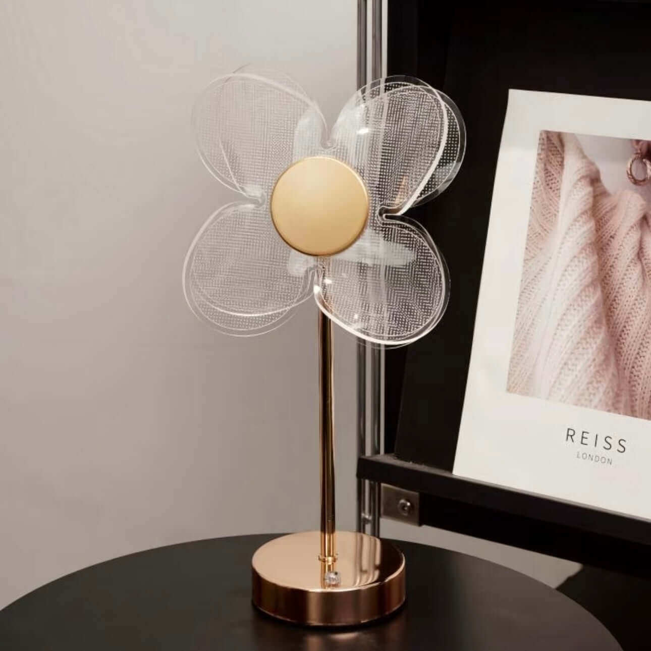 Nordic Clover Table Lamp with clover design and touch dimming feature, perfect for modern home decor.