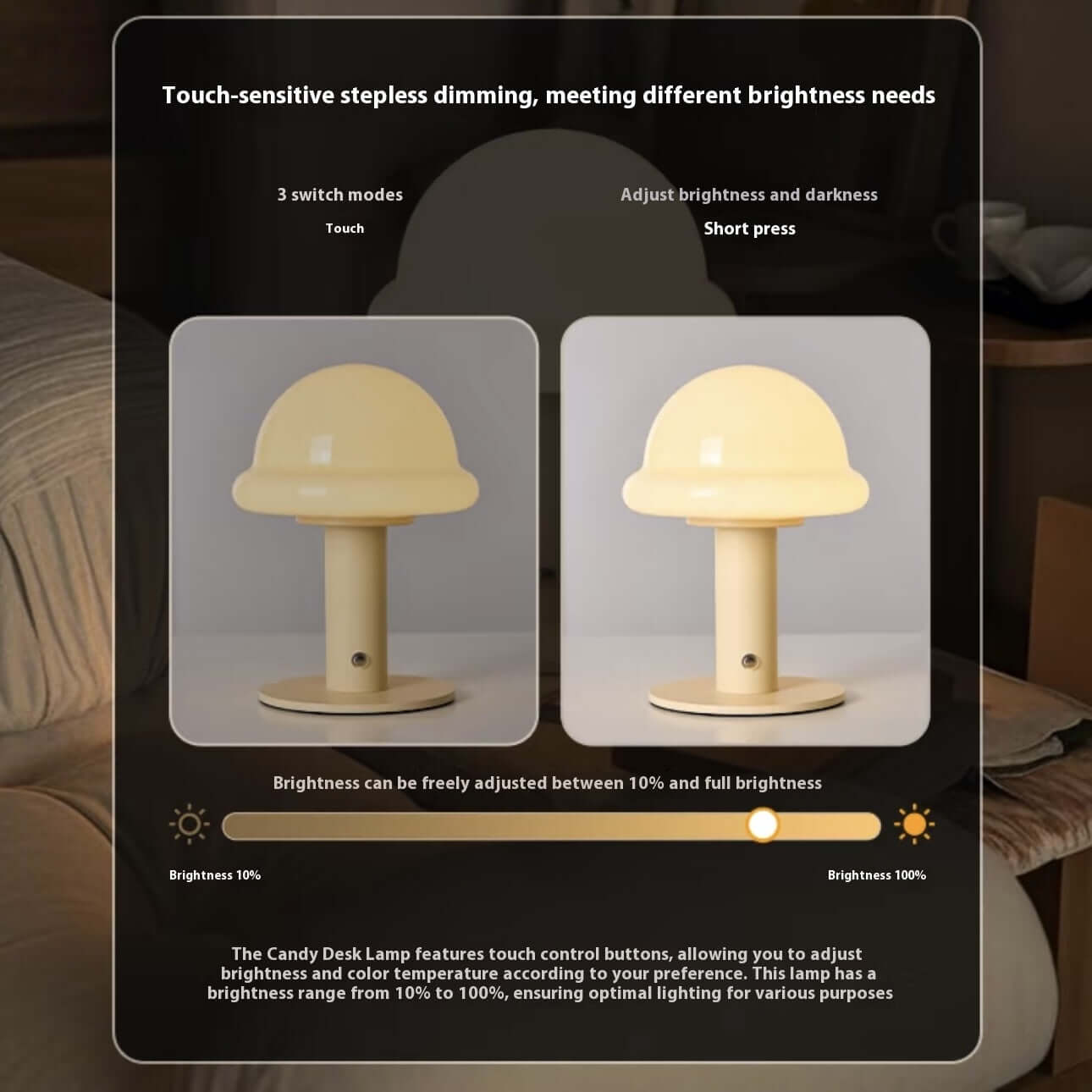 rechargeable Type-C candy table lamp with soft warm glow